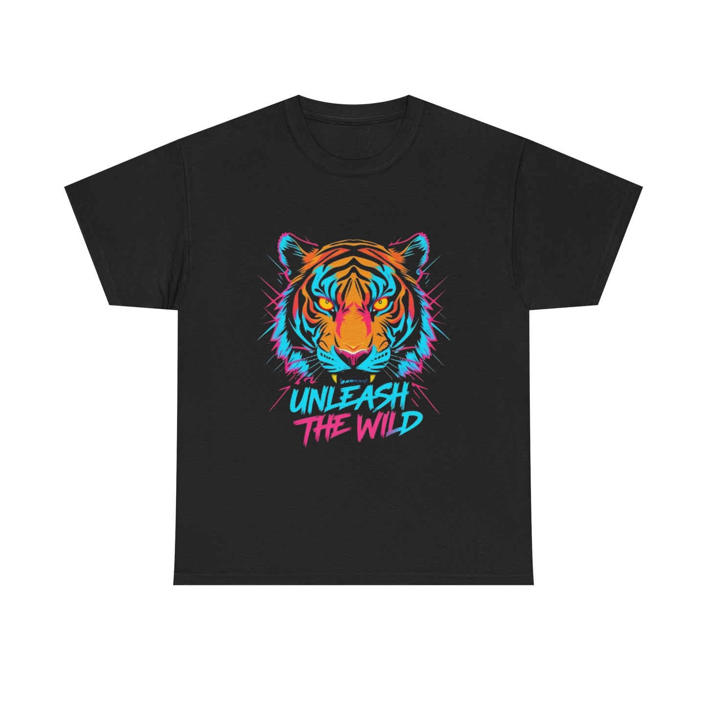 Unleash the Wild Graphic Tee, Unisex Heavy Cotton Shirt, Tiger Art T-Shirt, Casual Wear, Gift for Animal Lovers