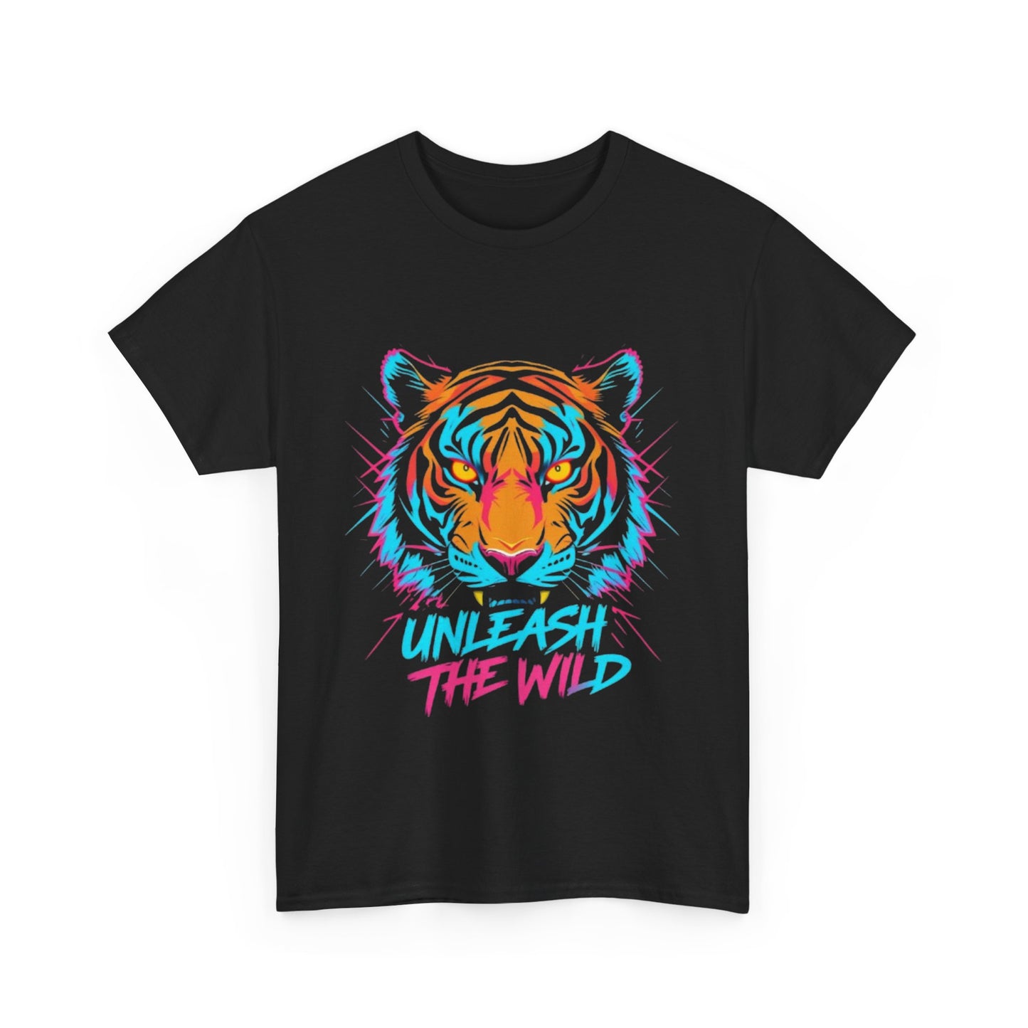 Unleash the Wild Graphic Tee, Unisex Heavy Cotton Shirt, Tiger Art T-Shirt, Casual Wear, Gift for Animal Lovers